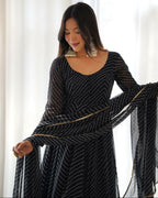 Joban Fashion Black Kurta Set Georgette Sequence Embroidery Work | Grocsy