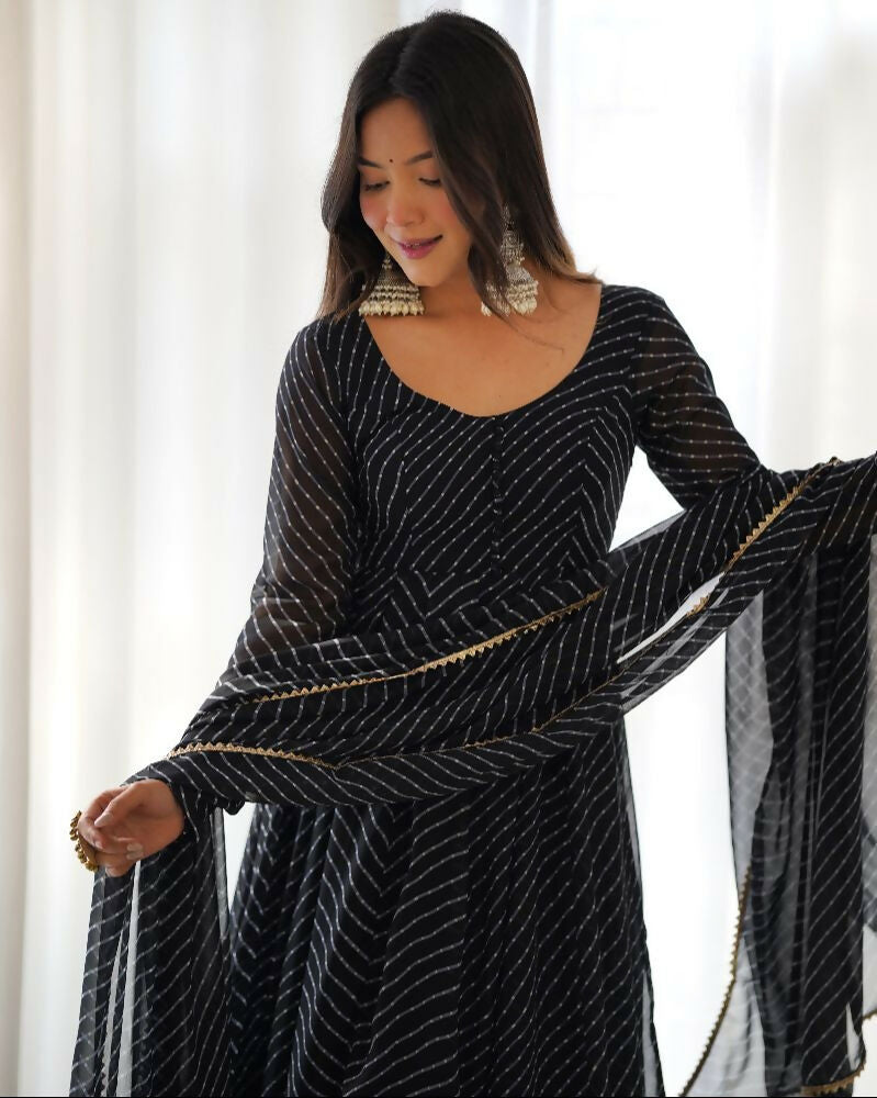 Joban Fashion Black Kurta Set Georgette Sequence Embroidery Work | Grocsy