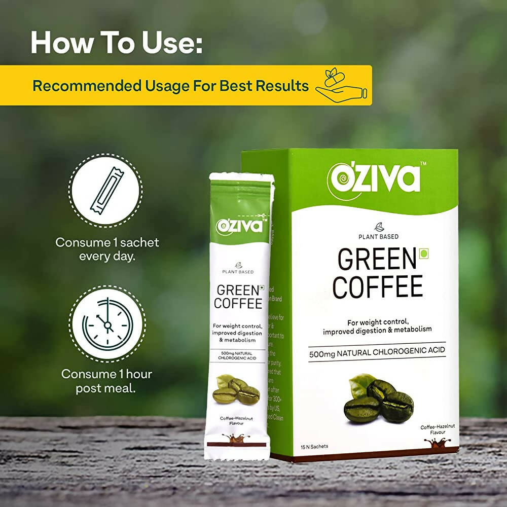 OZiva Plant Based Green Coffee-Coffee & Hazelnut Flavor | Grocsy