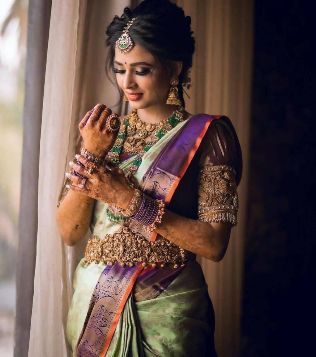 DEIANA'S Beautiful Designer Golden zari Soft Lichi Silk Saree - Pista | Grocsy