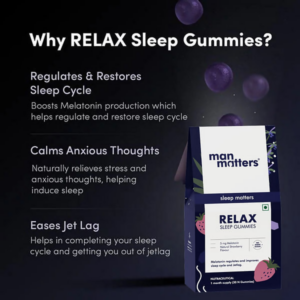 Man Matters Relax Melatonin Sleep Gummies - No Added Sugar | Grocsy
