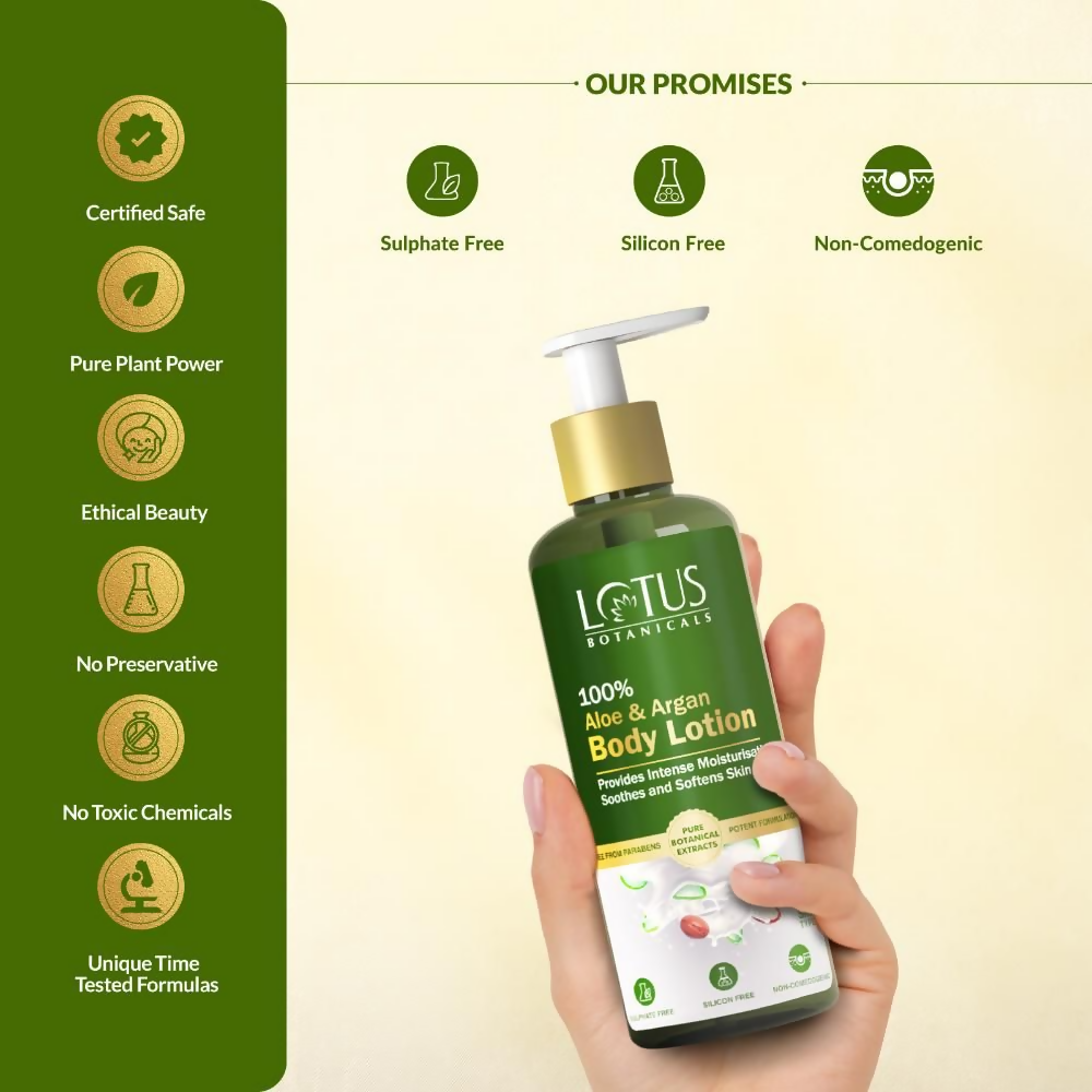Lotus Botanicals 100% Aloe & Argan Body Lotion | Grocsy