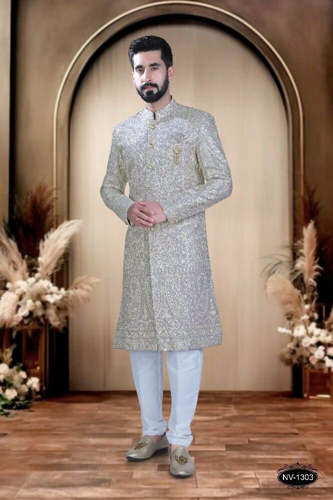 Joban Fashion Men's Onion-Pink Base Silk Kurta with Pyjama | Grocsy