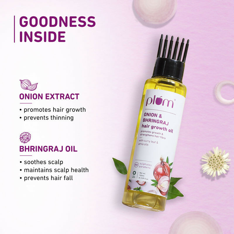 Plum Onion Hair Growth Oil For Hair Fall Control With Bhringraj Oil | Grocsy