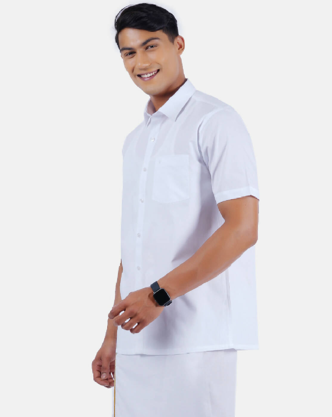 Ramraj Cotton Mens 100% Cotton Half Sleeve White Shirt | Grocsy