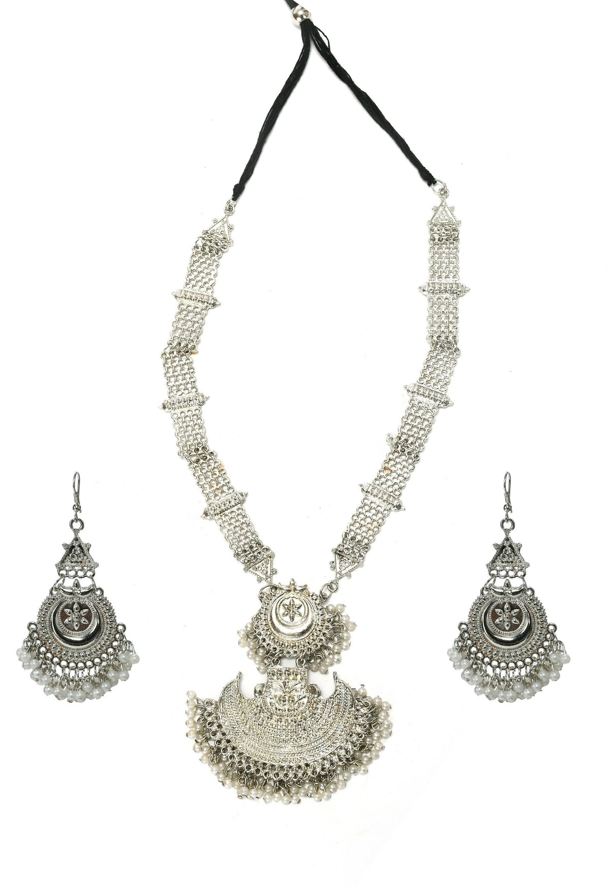 Mominos Fashion Johar Kamal Silver-Plated Brass Finish Rani Haar Statement Necklace For Women | Grocsy