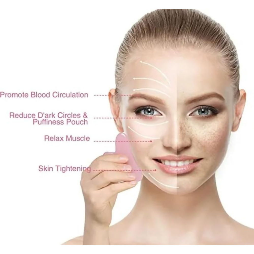 Bronson Professional Rose Quartz Gua Sha Face Massage Tool | Grocsy