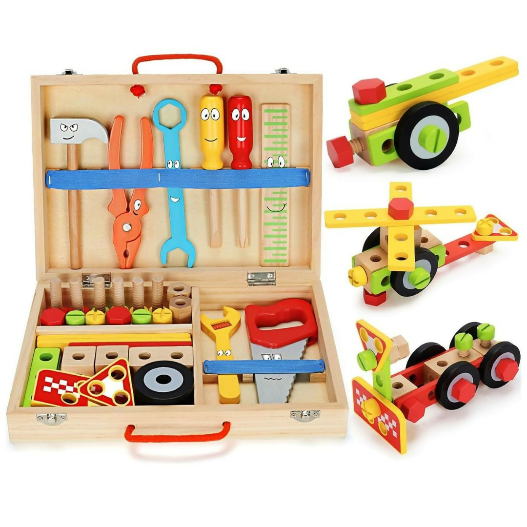 Nesta Toys 40Piece Wooden Tool Kit Set With Tool Box | Grocsy