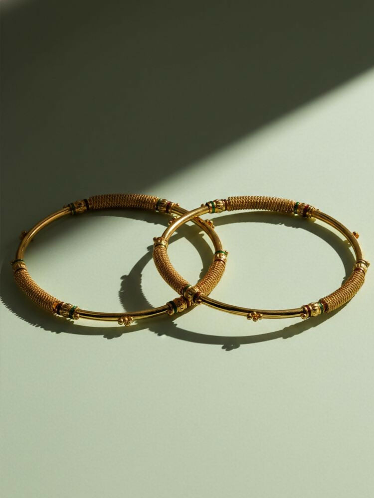 NVR Women Set of 2 Gold Plated Handcrafted Traditional Bangle | Grocsy