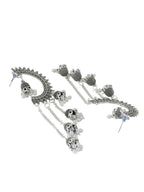 NVR Women Rhodium-Plated Kundan Stone-Studded Beaded Jewellery Set | Grocsy