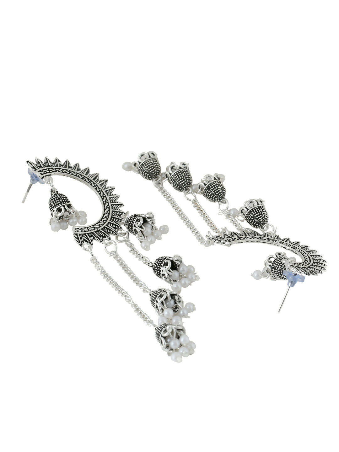 NVR Women Rhodium-Plated Kundan Stone-Studded Beaded Jewellery Set | Grocsy