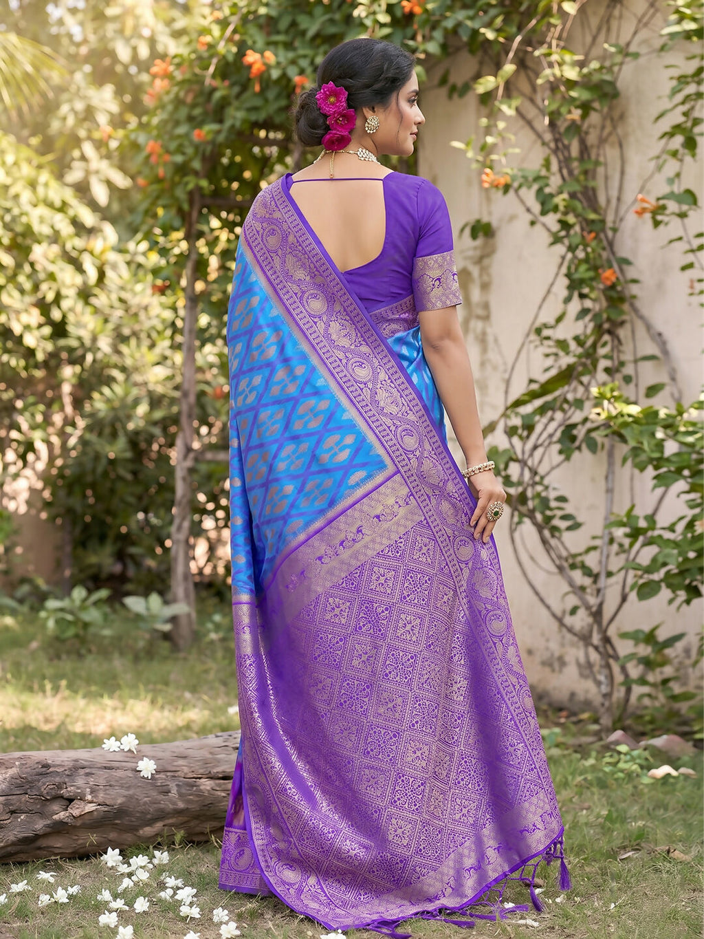 Shree Shyam Fashion Sky Blue Soft Silk Saree | Grocsy