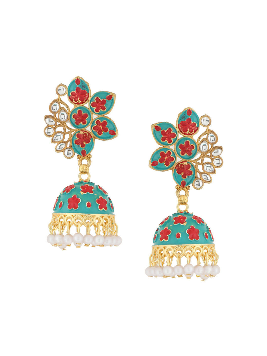NVR Women Green Dome Shaped Jhumka Earrings | Grocsy