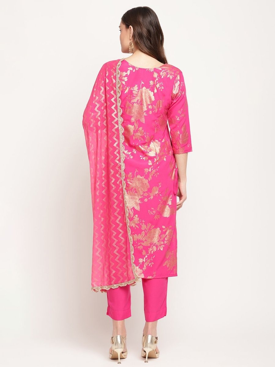 Ahalyaa Dark Pink Crepe Printed Salwar Suit Sets With Dupatta | Grocsy
