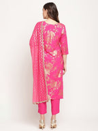 Ahalyaa Dark Pink Crepe Printed Salwar Suit Sets With Dupatta | Grocsy