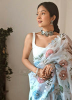 Vamsee Aarushi Mix Color Organza Saree | Grocsy