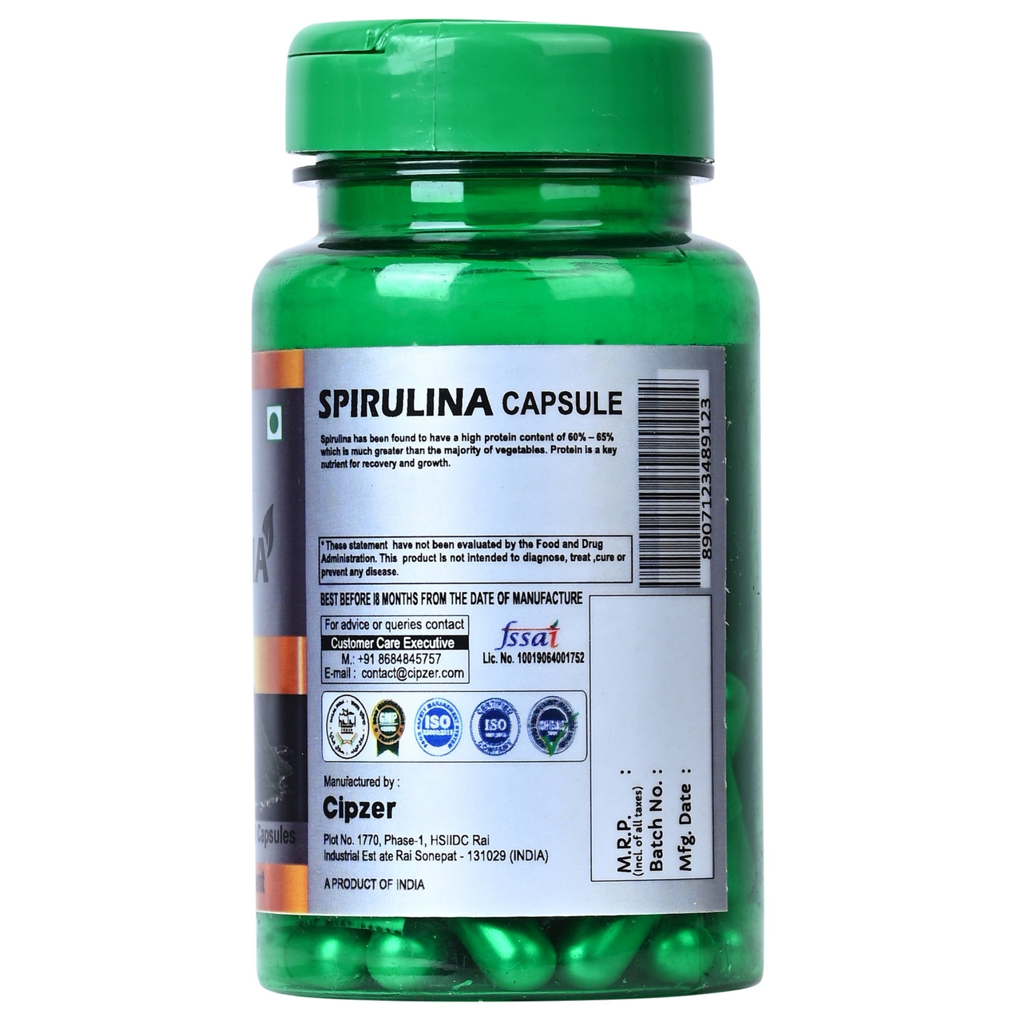 Cipzer Spirulina Capsules | Grocsy