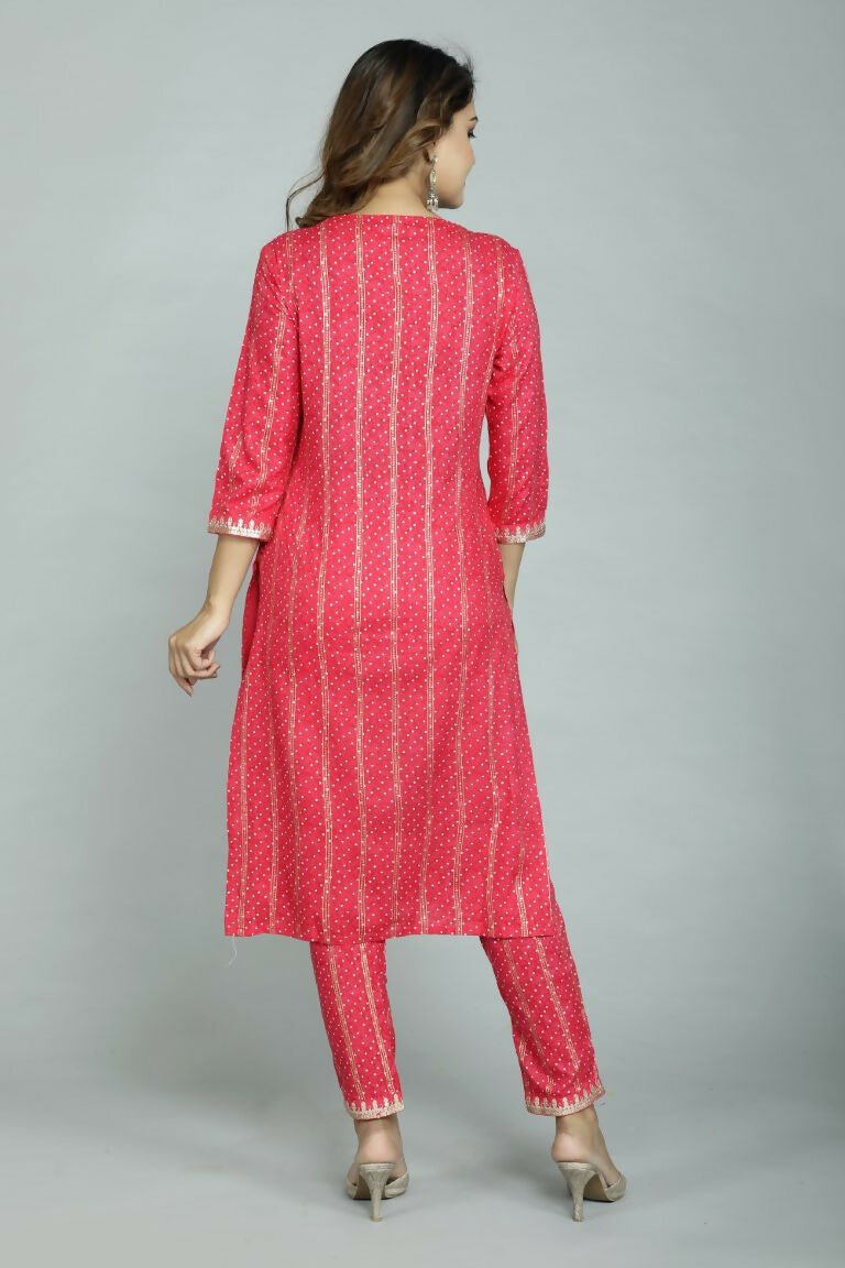 Alvano Beautiful Embroidery Print Straight Kurti with Pant and Dupatta set for Women and Girls Rayon | Grocsy