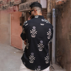 Miravan Men's Black Floral Printed Half Sleeve Slim Fit shirt | Grocsy