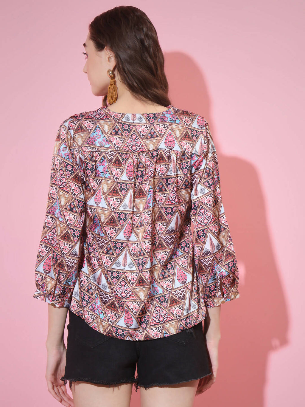 Myshka Women's Multi Printed V-Neck Top | Grocsy
