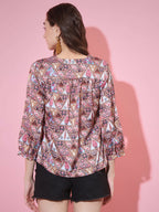 Myshka Women's Multi Printed V-Neck Top | Grocsy