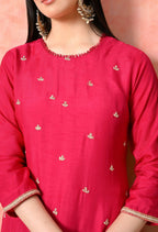 Joban Fashion Rani Premium Pure Viscose Print Dola With Handwork Kurta Set | Grocsy
