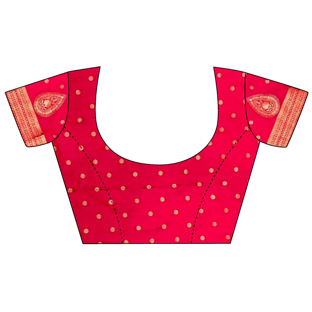 Joban Fashion Crimson Red Motifs Zari Weaving Soft Silk Banarasi Saree | Grocsy