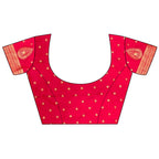 Joban Fashion Crimson Red Motifs Zari Weaving Soft Silk Banarasi Saree | Grocsy