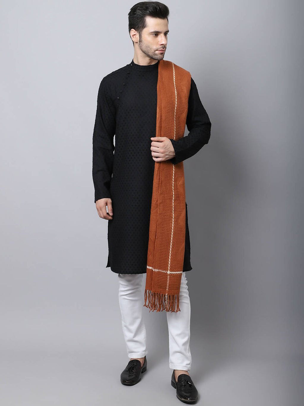 Even Apparels Black Pure Cotton Men's Kurta With Side Placket (MMS446) | Grocsy