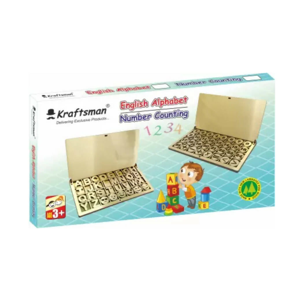 Kraftsman Wooden Portable English Alphabets Learning Game | Educational Toys | Montessori Games | Grocsy