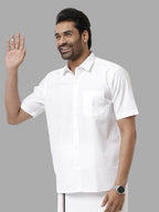Ramraj Cotton Mens Half Sleeve White Shirt Plus Size - Samrat Cotton | Grocsy