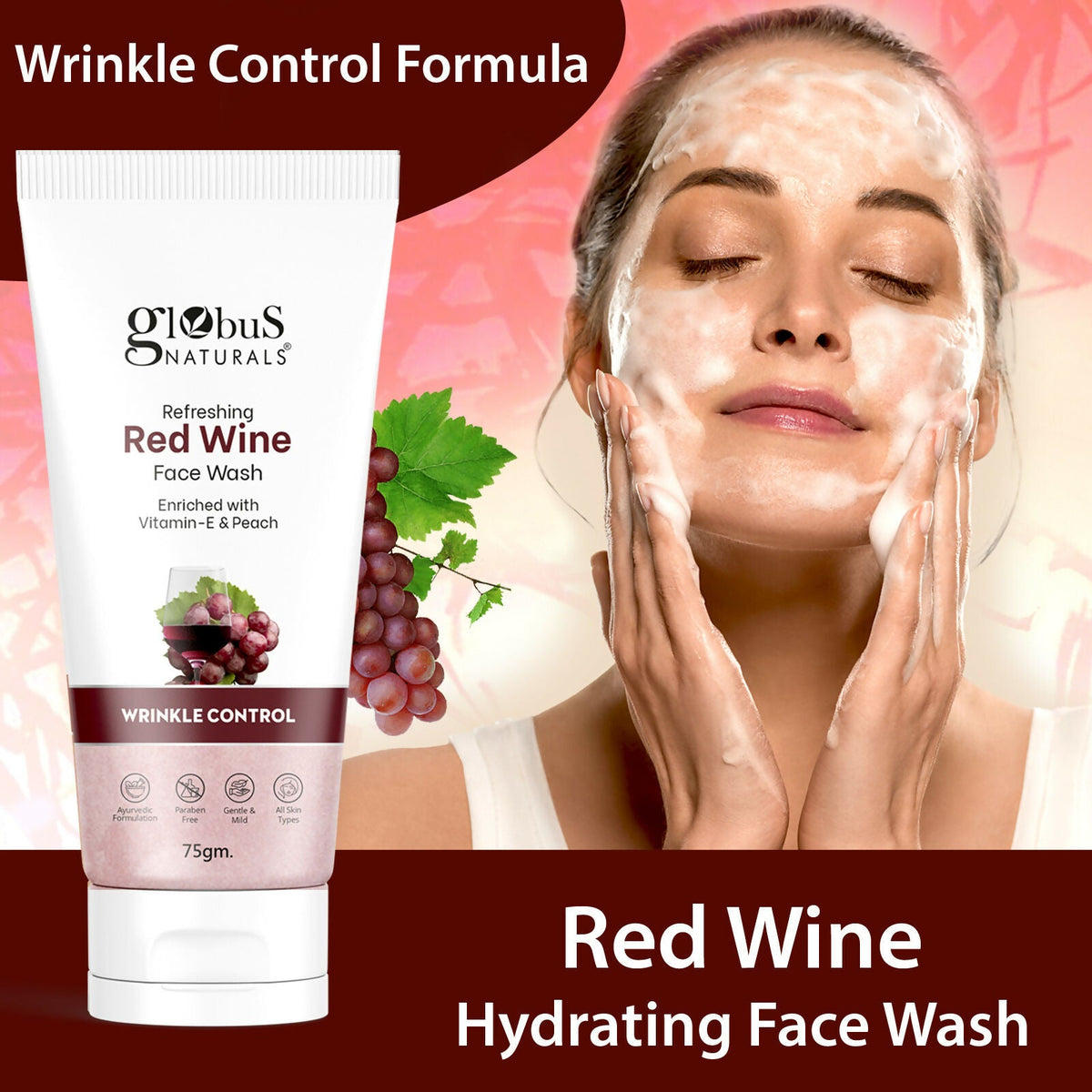 Globus Naturals Red Wine Hydrating Face Wash | Grocsy