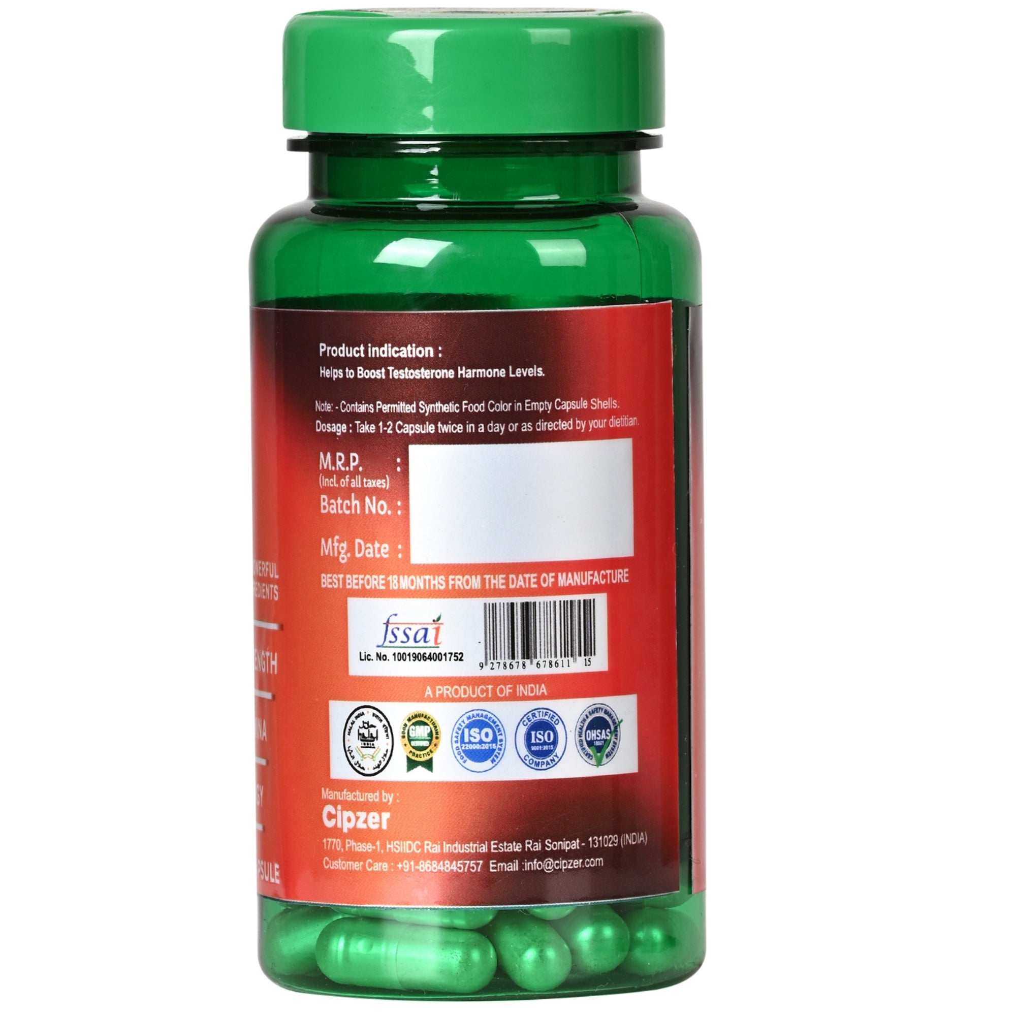 Cipzer Testosterone Booster Capsules | Grocsy