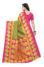 Vamika pink & green Printed Art Silk Saree | Grocsy