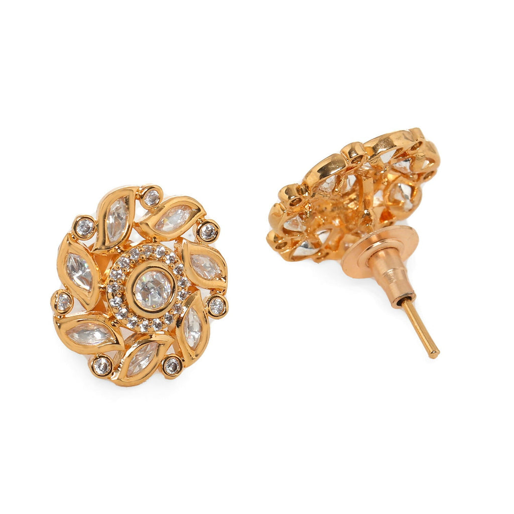 Round Kundan Studs (Gold) - Ruby Raang | Grocsy
