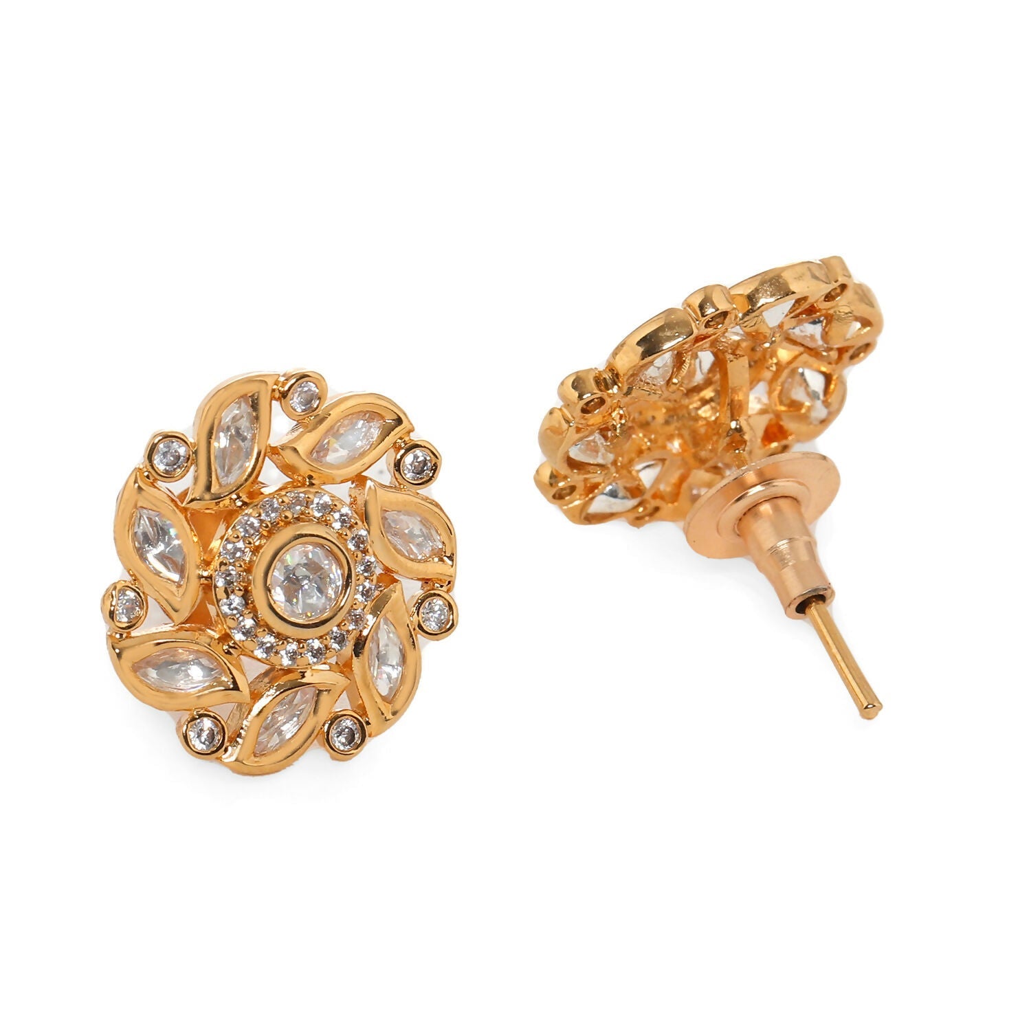 Round Kundan Studs (Gold) - Ruby Raang | Grocsy