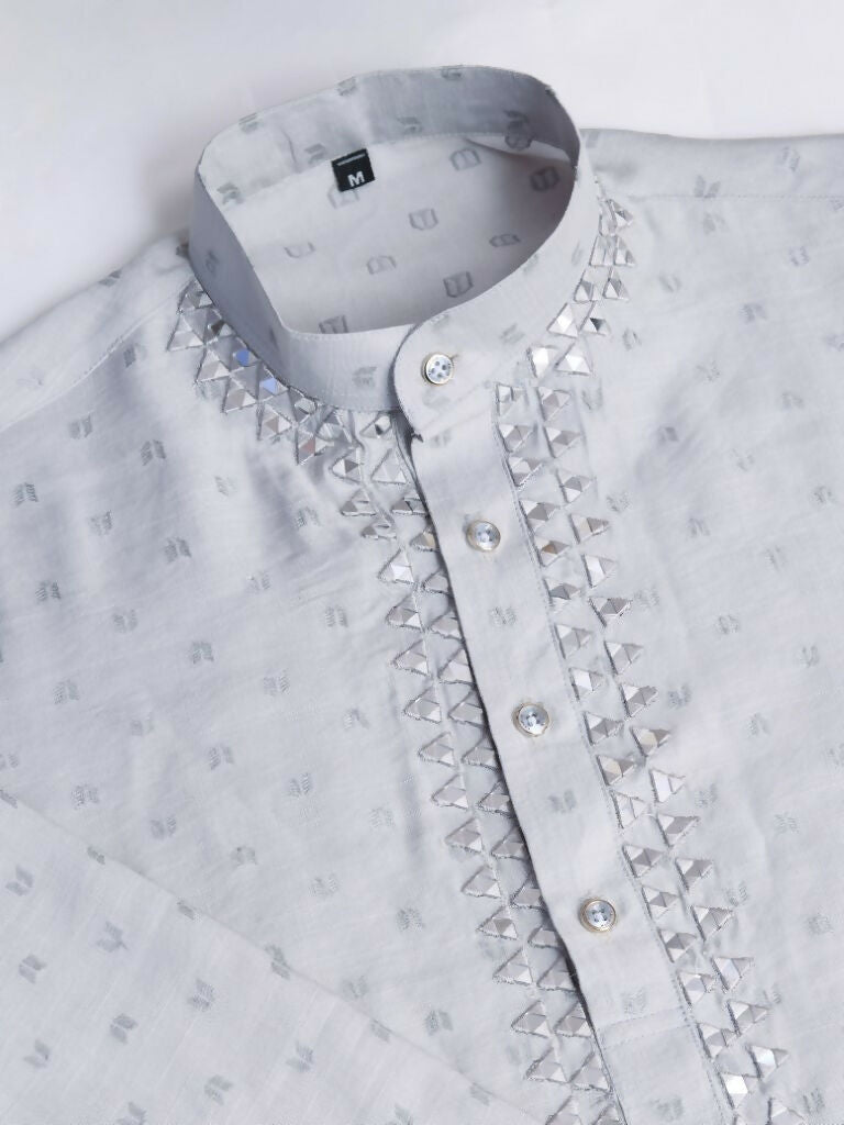 Vastranavya Exclusive Festival Wear Viscose Mirror Work on Self Weaving Kurta Only | Grocsy
