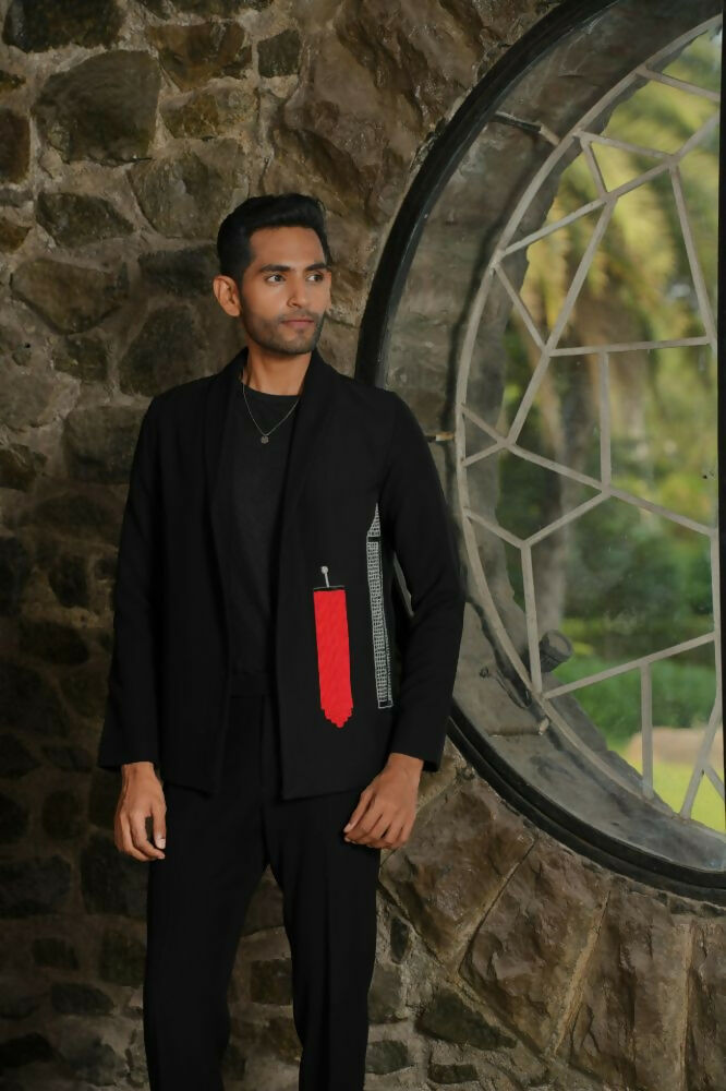 Statement Embroidered Black Co-Ord Set by Hilo Design | Grocsy