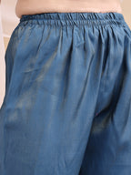 Hand Embroidered Anarkali Kurta With Pant & Embroidered Dupatta, Blue - Hiral Fashion | Grocsy