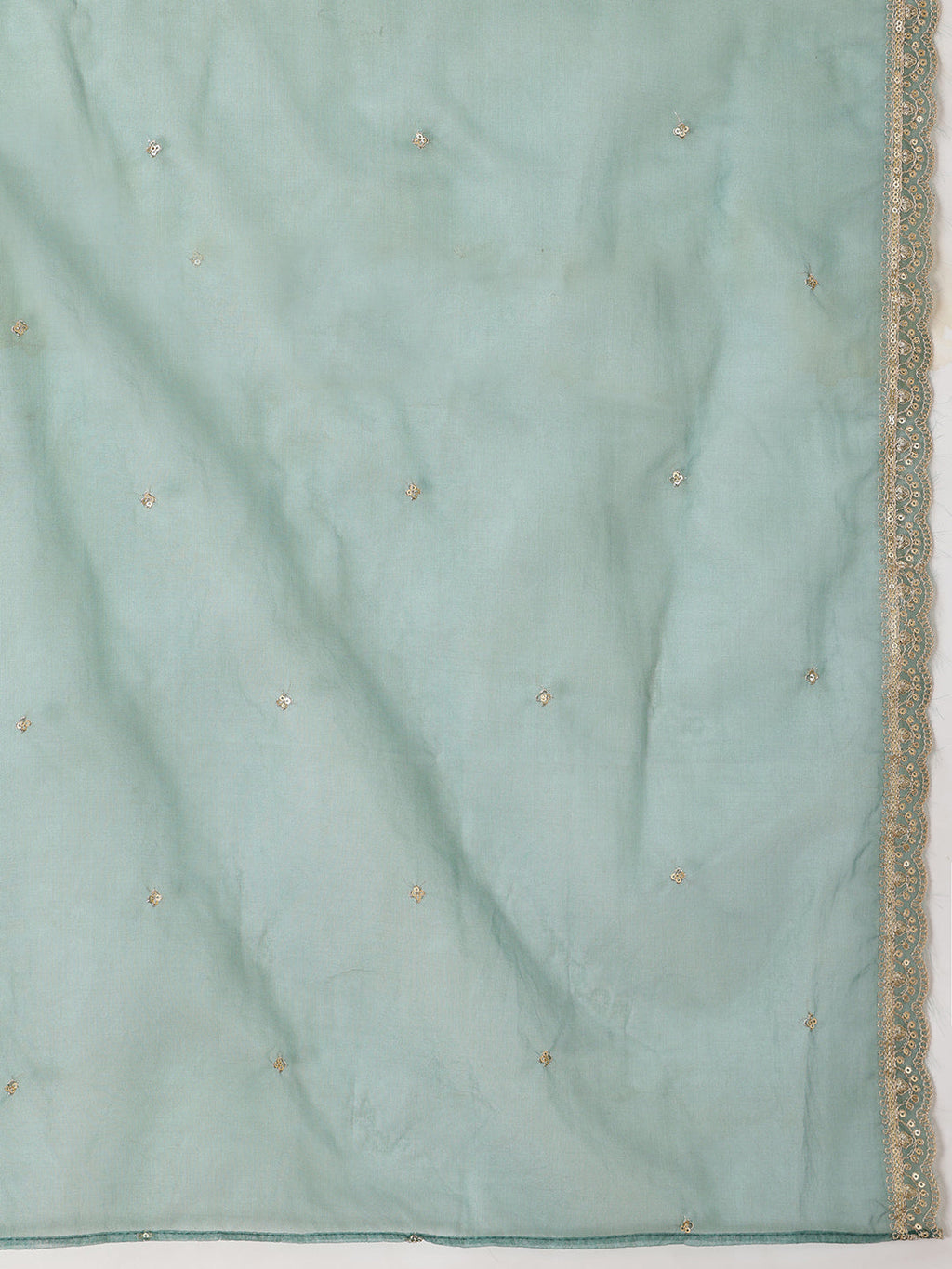 Sequin Embroidered Kurta With Pant & Embroidered Organza Dupatta, Green - Hiral Fashion | Grocsy