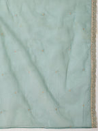 Sequin Embroidered Kurta With Pant & Embroidered Organza Dupatta, Green - Hiral Fashion | Grocsy