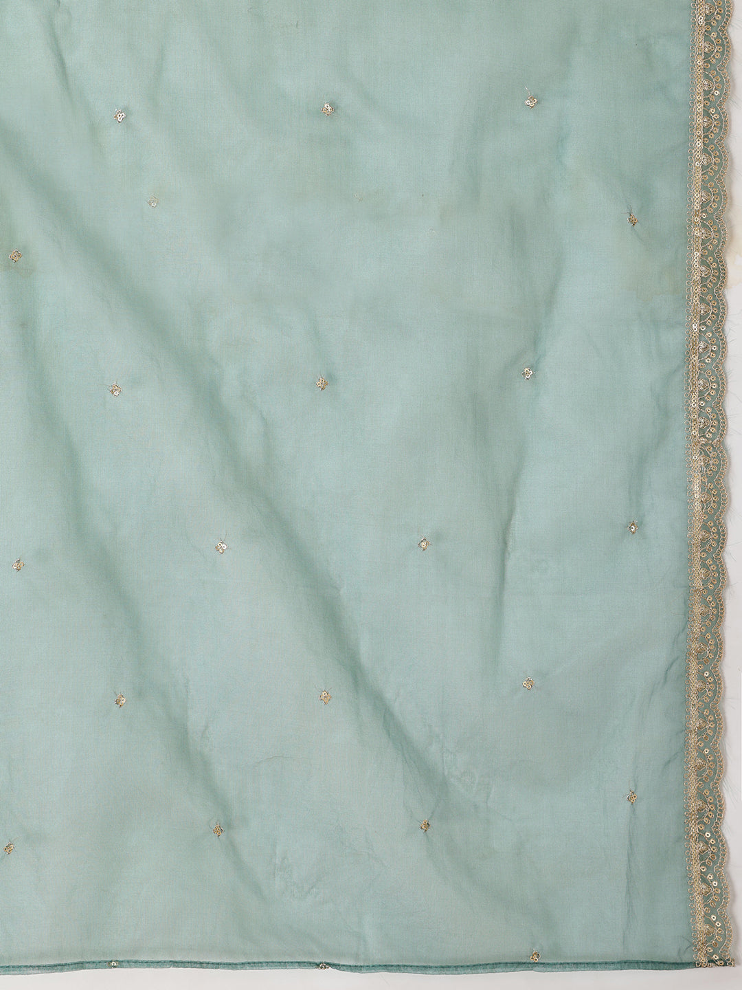 Sequin Embroidered Kurta With Pant & Embroidered Organza Dupatta, Green - Hiral Fashion | Grocsy