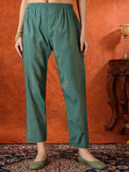 Sequin Embroidered Kurta With Pant & Embroidered Organza Dupatta, Green - Hiral Fashion | Grocsy