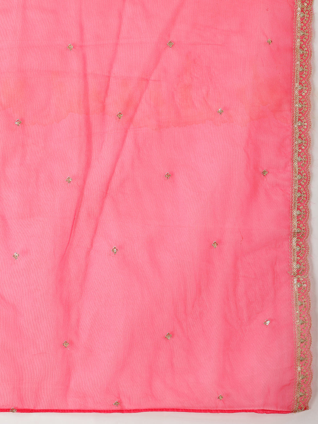 Sequin Embroidered Kurta With Pant & Embroidered Organza Dupatta, Pink - Hiral Fashion | Grocsy