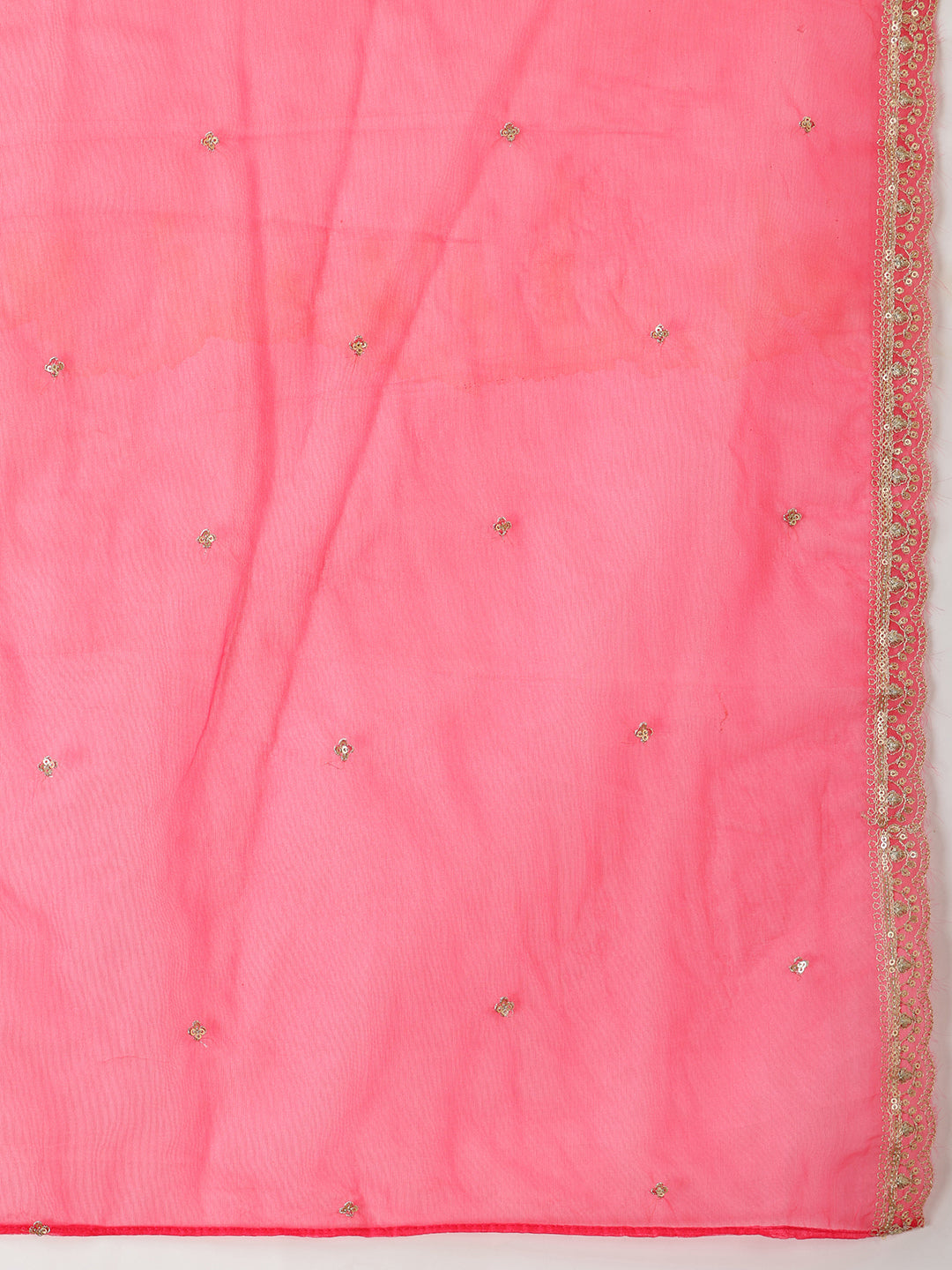 Sequin Embroidered Kurta With Pant & Embroidered Organza Dupatta, Pink - Hiral Fashion | Grocsy