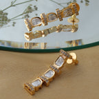 Long Kundan and Diamond Earrings (Gold) - Ruby Raang | Grocsy