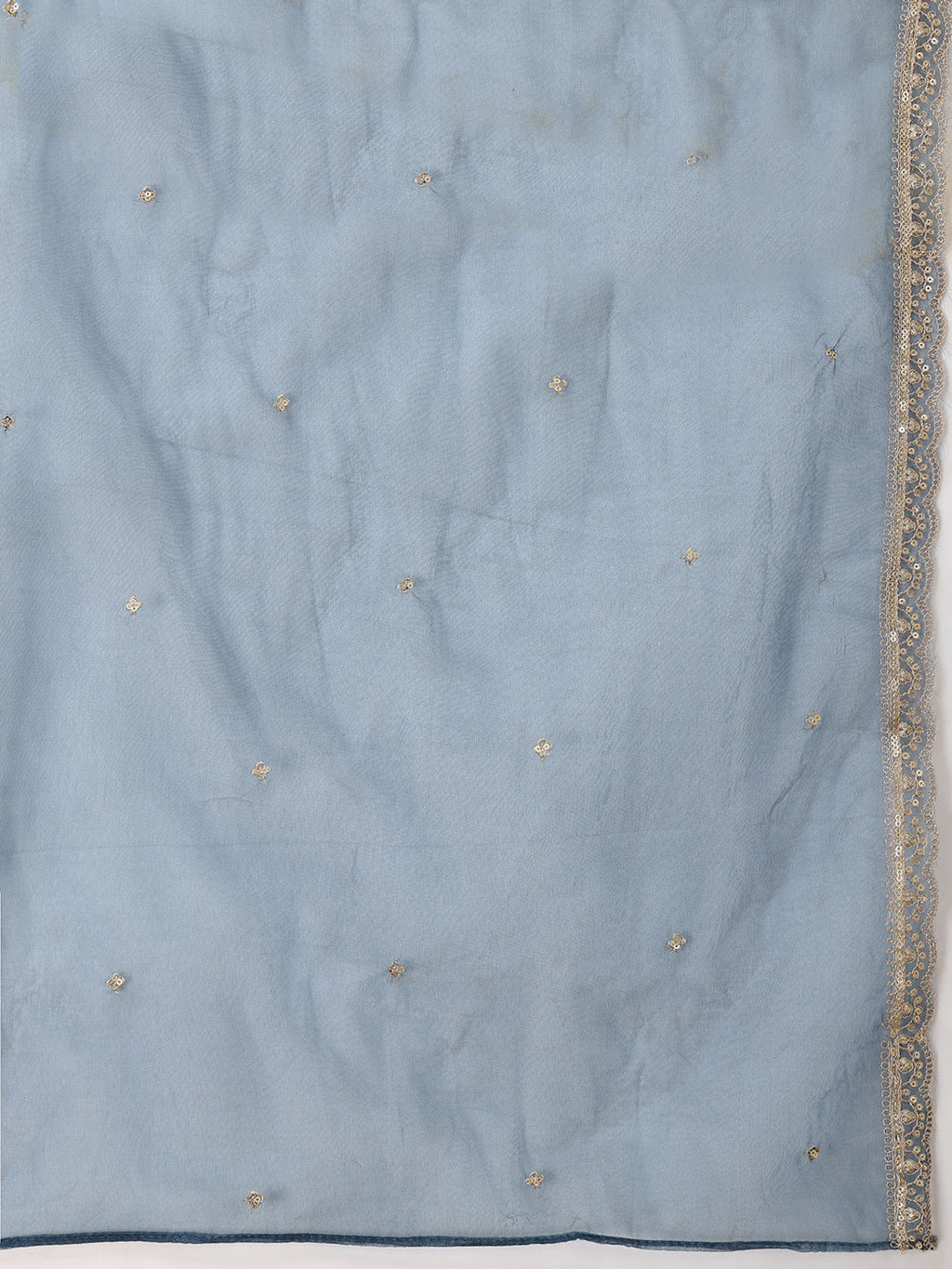 Sequin Embroidered Kurta With Pant & Embroidered Organza Dupatta, Teal - Hiral Fashion | Grocsy