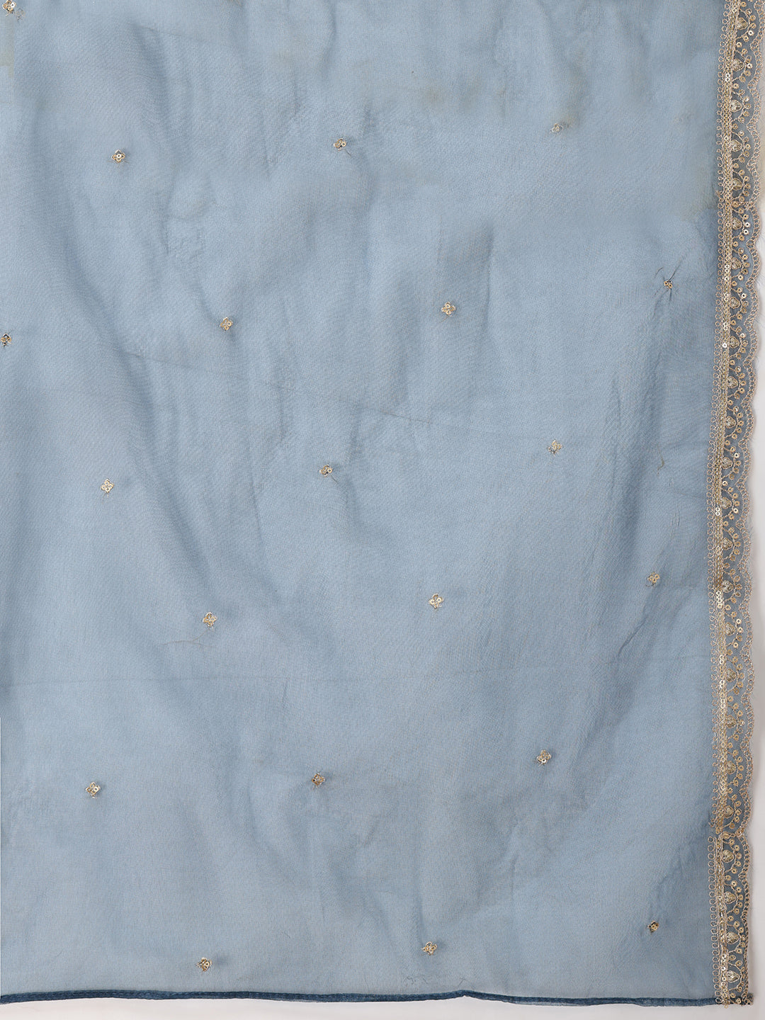 Sequin Embroidered Kurta With Pant & Embroidered Organza Dupatta, Teal - Hiral Fashion | Grocsy