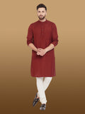 Even Apparels Men's Pure Cotton Maroon Kurta | Grocsy
