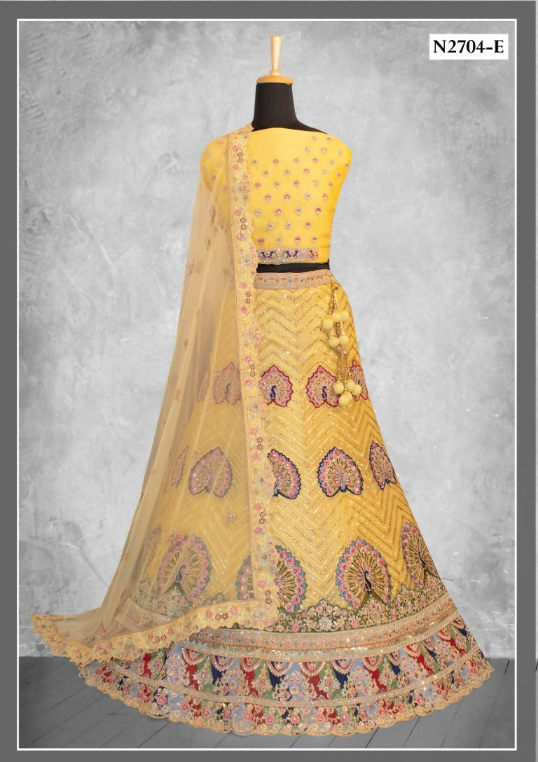 Yellow Organza Silk Gota With Sequence Work Lahenga Choli - Nimaya Ishani | Grocsy